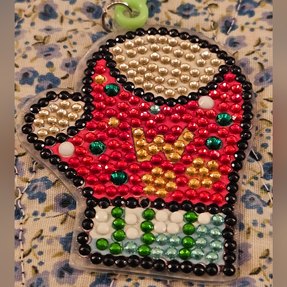 Red and White Key Holder with Playful Mitten Design